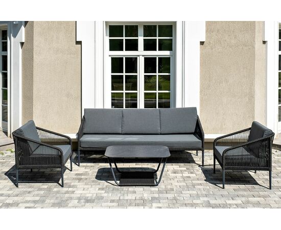 "Канны" лаунж-зона 5-местная плетеная из роупа (веревки), цвет темно-серый, изображение 2 | Интернет магазин мебели и декора LifeDekor