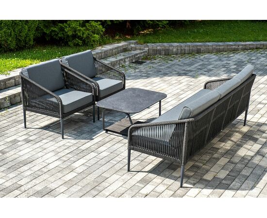 "Канны" лаунж-зона 5-местная плетеная из роупа (веревки), цвет темно-серый, изображение 3 | Интернет магазин мебели и декора LifeDekor