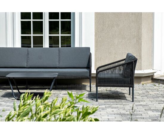 "Канны" лаунж-зона 5-местная плетеная из роупа (веревки), цвет темно-серый, изображение 4 | Интернет магазин мебели и декора LifeDekor