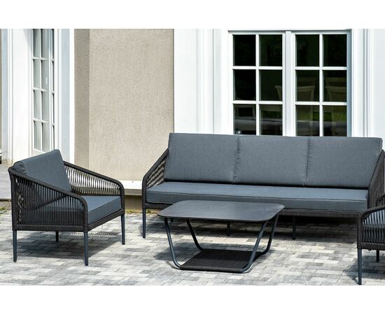 "Канны" лаунж-зона 5-местная плетеная из роупа (веревки), цвет темно-серый, изображение 5 | Интернет магазин мебели и декора LifeDekor