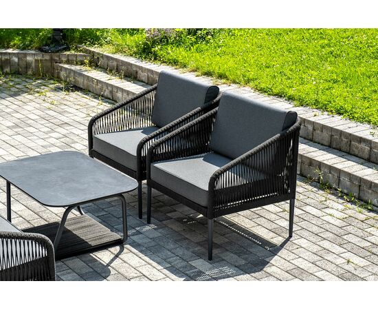 "Канны" лаунж-зона 5-местная плетеная из роупа (веревки), цвет темно-серый, изображение 6 | Интернет магазин мебели и декора LifeDekor