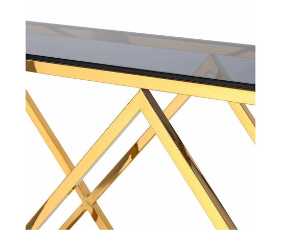 Консольный столик LIVIA тонированное стекло 120*40, каркас золото, изображение 2 | Интернет магазин мебели и декора LifeDekor