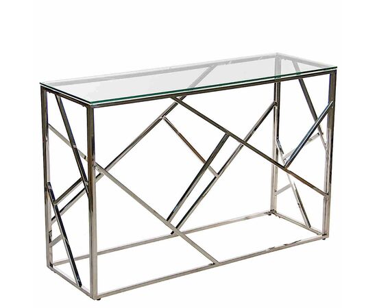 Консольный столик ELSA прозрачное стекло 120*40, каркас хром, изображение 8 | Интернет магазин мебели и декора LifeDekor