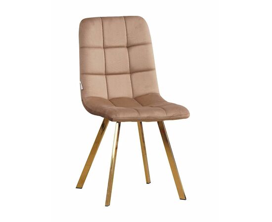 Стул LUCAS велюр карамель, каркас квадрат золото | Интернет магазин мебели и декора LifeDekor