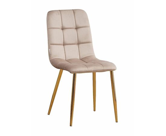 Стул LUCAS велюр серо-бежевый, каркас круглый золотой | Интернет магазин мебели и декора LifeDekor