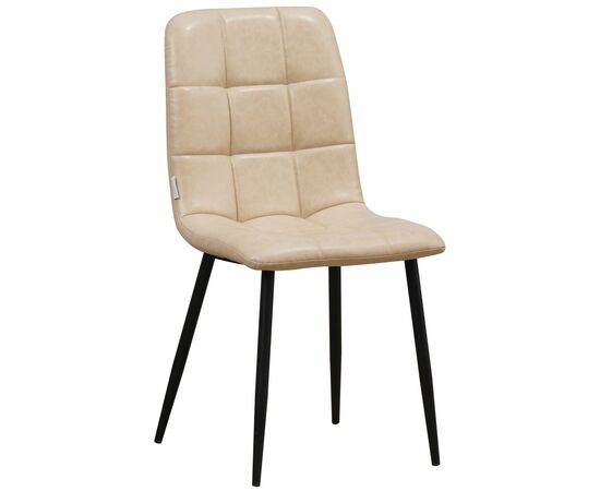 Стул LUCAS экокожа бежевый, каркас круглый черный | Интернет магазин мебели и декора LifeDekor