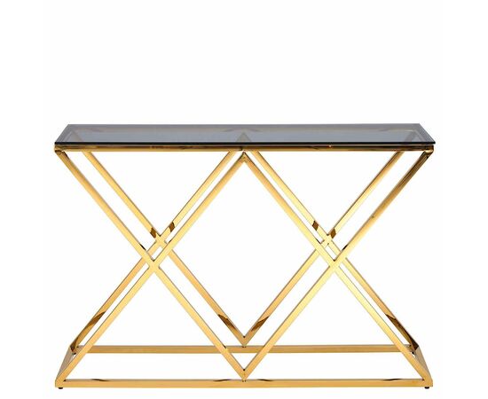 Консольный столик LIVIA тонированное стекло 120*40, каркас золото, изображение 4 | Интернет магазин мебели и декора LifeDekor