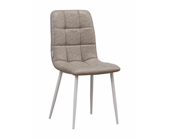 Стул LUCAS экокожа кэмел, каркас круглый белый | Интернет магазин мебели и декора LifeDekor