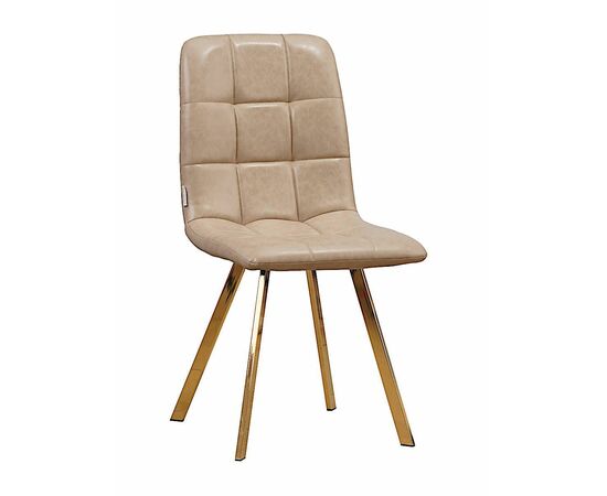 Стул LUCAS экокожа латте, каркас квадрат золото | Интернет магазин мебели и декора LifeDekor