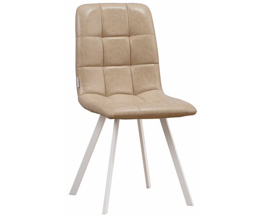 Стул LUCAS экокожа латте, каркас квадрат белый | Интернет магазин мебели и декора LifeDekor