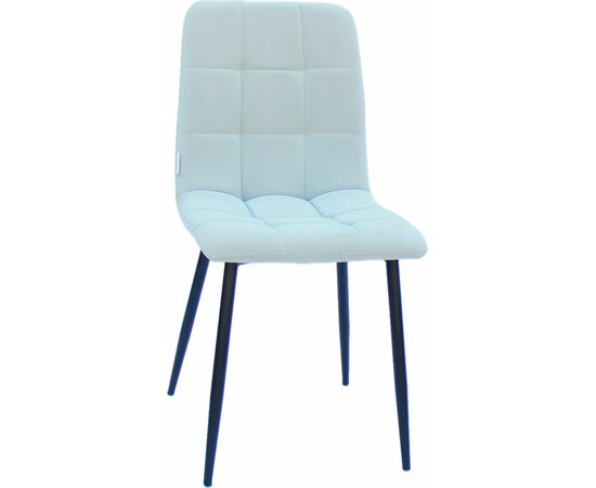 Стул LUCAS экокожа светло-серый, каркас круглый черный | Интернет магазин мебели и декора LifeDekor