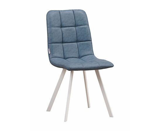 Стул LUCAS экокожа голубой, каркас квадрат белый | Интернет магазин мебели и декора LifeDekor