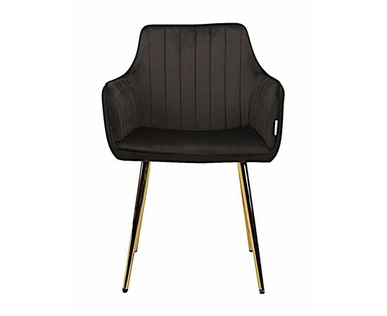 Стул GRATTA велюр черный, каркас золото, изображение 3 | Интернет магазин мебели и декора LifeDekor