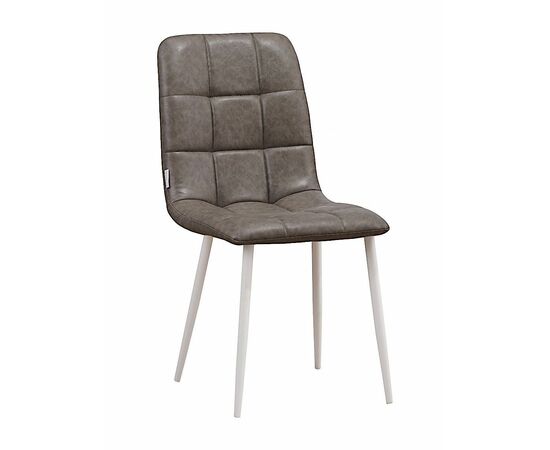 Стул LUCAS экокожа серый, каркас круглый белый | Интернет магазин мебели и декора LifeDekor