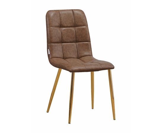 Стул LUCAS экокожа светло-коричневый, каркас круглый золото | Интернет магазин мебели и декора LifeDekor