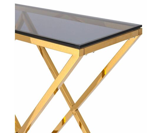 Консольный столик LIVIA тонированное стекло 120*40, каркас золото, изображение 3 | Интернет магазин мебели и декора LifeDekor