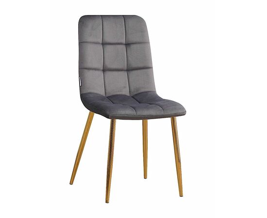 Стул LUCAS велюр графит, каркас круглый золотой | Интернет магазин мебели и декора LifeDekor