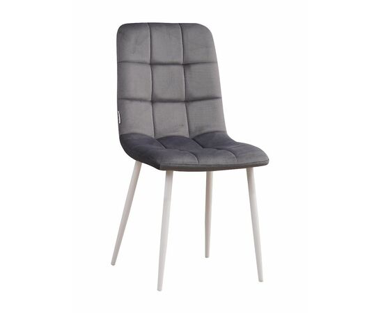 Стул LUCAS велюр графит, каркас круглый белый | Интернет магазин мебели и декора LifeDekor