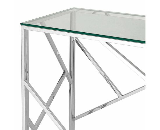 Консольный столик ELSA прозрачное стекло 120*40, каркас хром, изображение 3 | Интернет магазин мебели и декора LifeDekor