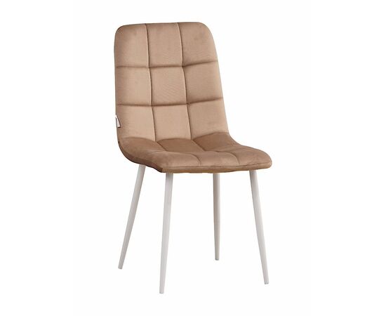 Стул LUCAS велюр карамель, каркас круглый белый | Интернет магазин мебели и декора LifeDekor