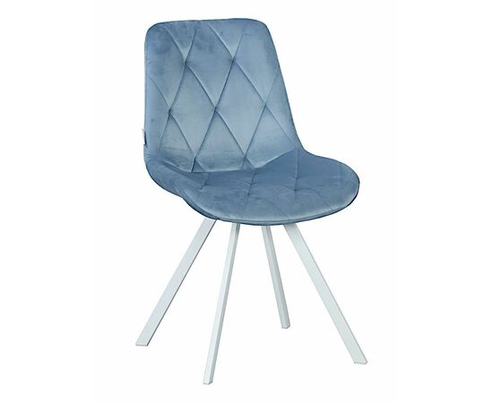 Стул GUSTAF 360 велюр синий камень, каркас белый | Интернет магазин мебели и декора LifeDekor
