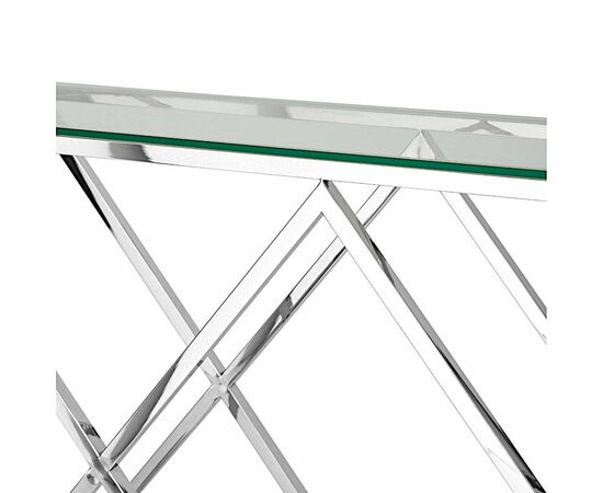 Консольный столик LIVIA прозрачное стекло 120*40, каркас хром, изображение 3 | Интернет магазин мебели и декора LifeDekor