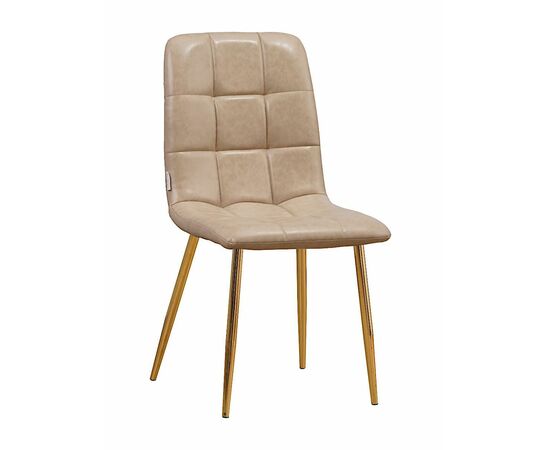 Стул LUCAS экокожа латте, каркас круглый золото | Интернет магазин мебели и декора LifeDekor