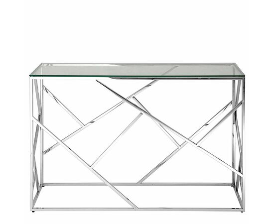 Консольный столик ELSA прозрачное стекло 120*40, каркас хром, изображение 4 | Интернет магазин мебели и декора LifeDekor