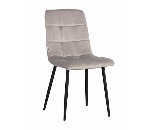 Стул LUCAS велюр серо-бежевый, каркас круглый черный | Интернет магазин мебели и декора LifeDekor