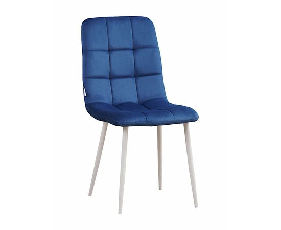 Стул LUCAS велюр сапфир, каркас круглый белый | Интернет магазин мебели и декора LifeDekor