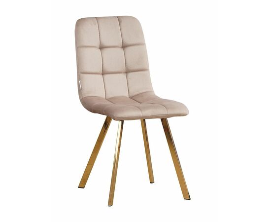Стул LUCAS велюр серо-бежевый, каркас квадрат золото | Интернет магазин мебели и декора LifeDekor