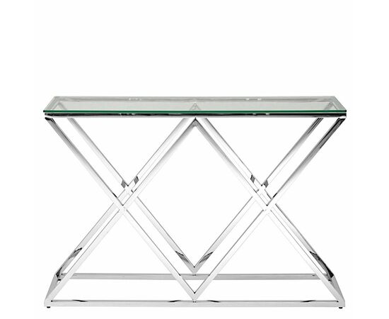 Консольный столик LIVIA прозрачное стекло 120*40, каркас хром, изображение 4 | Интернет магазин мебели и декора LifeDekor