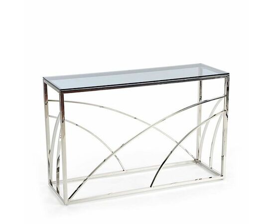 Консольный столик AURORA прозрачное стекло 120*40*78, каркас серебро | Интернет магазин мебели и декора LifeDekor