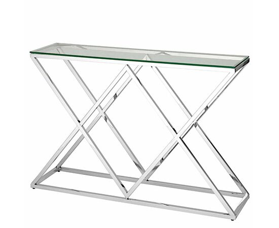 Консольный столик LIVIA прозрачное стекло 120*40, каркас хром | Интернет магазин мебели и декора LifeDekor