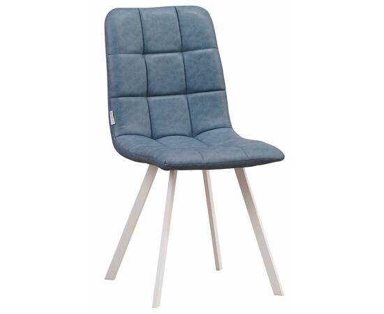 Стул LUCAS экокожа голубой, каркас квадрат белый, изображение 2 | Интернет магазин мебели и декора LifeDekor