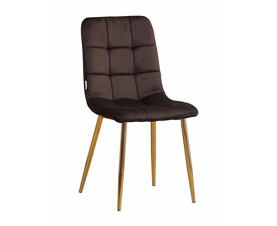 Стул LUCAS велюр шоколад, каркас круглый золотой | Интернет магазин мебели и декора LifeDekor