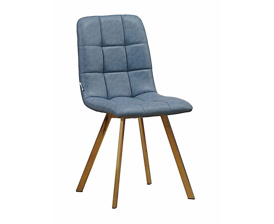 Стул LUCAS экокожа голубой, каркас квадрат золото | Интернет магазин мебели и декора LifeDekor