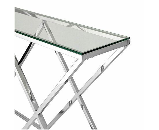 Консольный столик LIVIA прозрачное стекло 120*40, каркас хром, изображение 2 | Интернет магазин мебели и декора LifeDekor