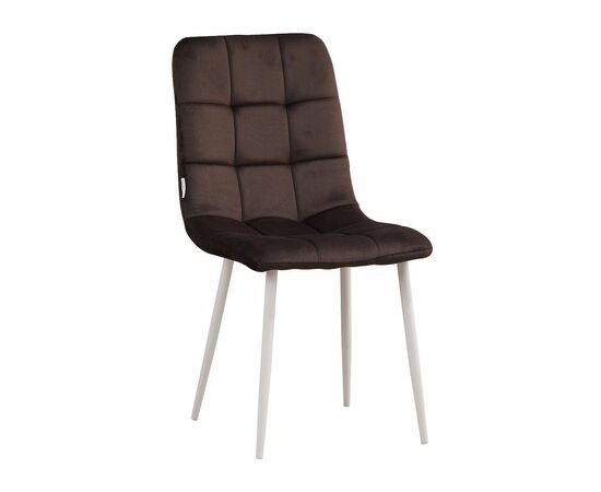 Стул LUCAS велюр шоколад, каркас круглый белый | Интернет магазин мебели и декора LifeDekor