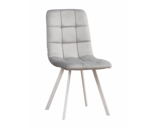Стул LUCAS велюр серый, каркас квадрат белый | Интернет магазин мебели и декора LifeDekor