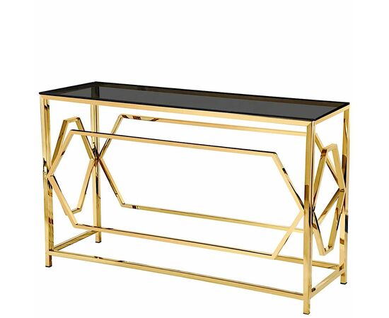 Консольный столик ESCADA тонированное стекло 140*40, каркас золото | Интернет магазин мебели и декора LifeDekor