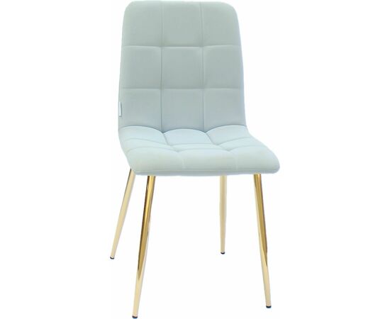 Стул LUCAS экокожа светло-серый, каркас круглый золото | Интернет магазин мебели и декора LifeDekor