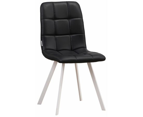 Стул LUCAS экокожа черный, каркас квадрат белый | Интернет магазин мебели и декора LifeDekor