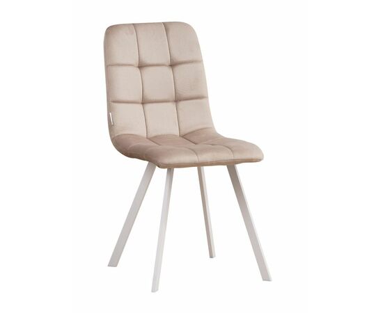 Стул LUCAS велюр серо-бежевый, каркас квадрат белый | Интернет магазин мебели и декора LifeDekor