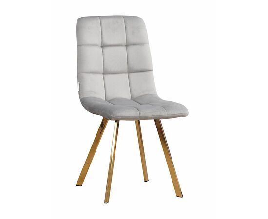 Стул LUCAS велюр серый, каркас квадрат золото | Интернет магазин мебели и декора LifeDekor