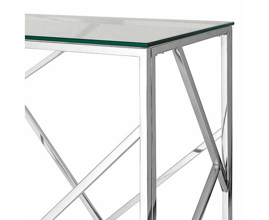 Консольный столик ELSA прозрачное стекло 120*40, каркас хром, изображение 2 | Интернет магазин мебели и декора LifeDekor