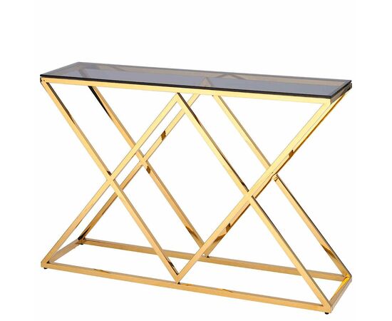 Консольный столик LIVIA тонированное стекло 120*40, каркас золото | Интернет магазин мебели и декора LifeDekor