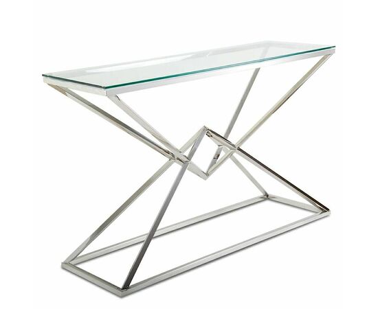 Консольный столик SABINE прозрачное стекло 120*40*78, каркас хром | Интернет магазин мебели и декора LifeDekor