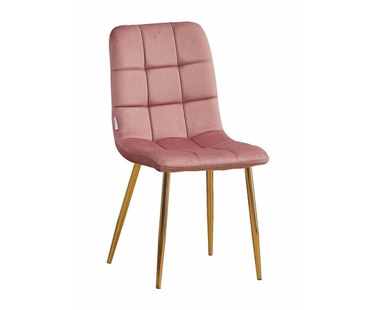 Стул LUCAS велюр пудрово-розовый, каркас круглый золотой | Интернет магазин мебели и декора LifeDekor