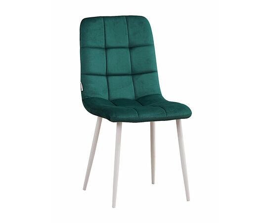 Стул LUCAS велюр изумруд, каркас круглый белый | Интернет магазин мебели и декора LifeDekor